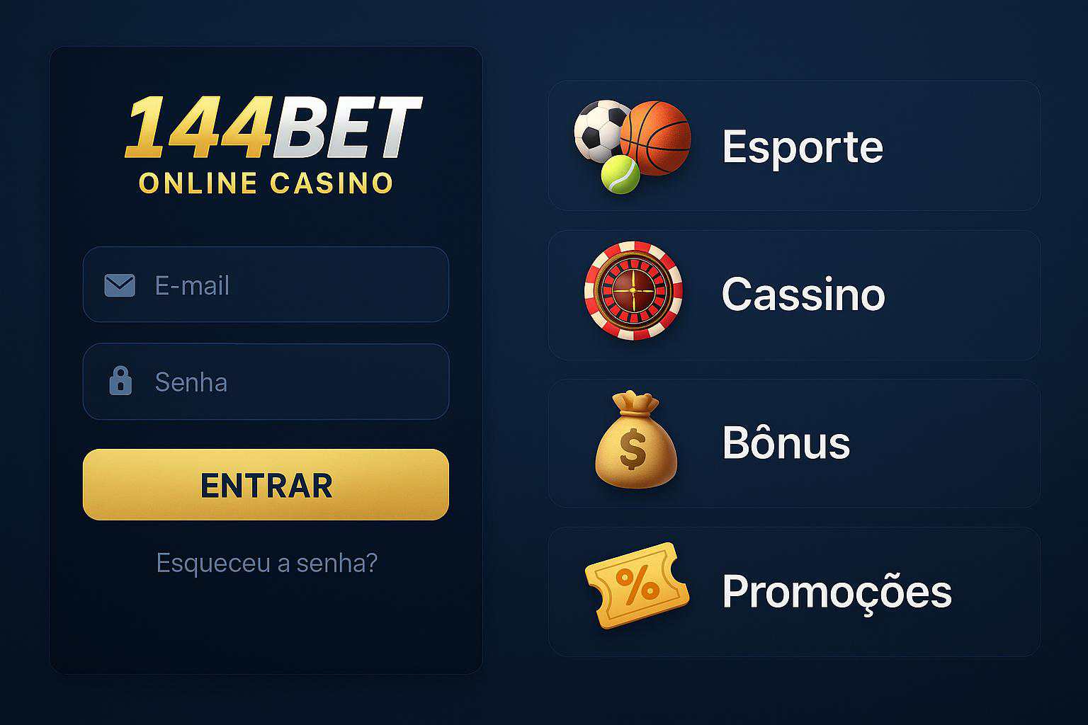 Criar uma nova Conta no plataforma 144BET